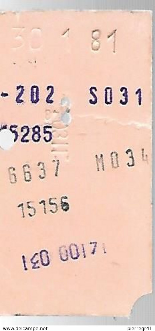 Ticket-2e Classe-Train-30/1/1981-Nancy Ville1-Luxembourg Via Bettembourg-Ft 3x6Cm-TBE/RARE - Monde