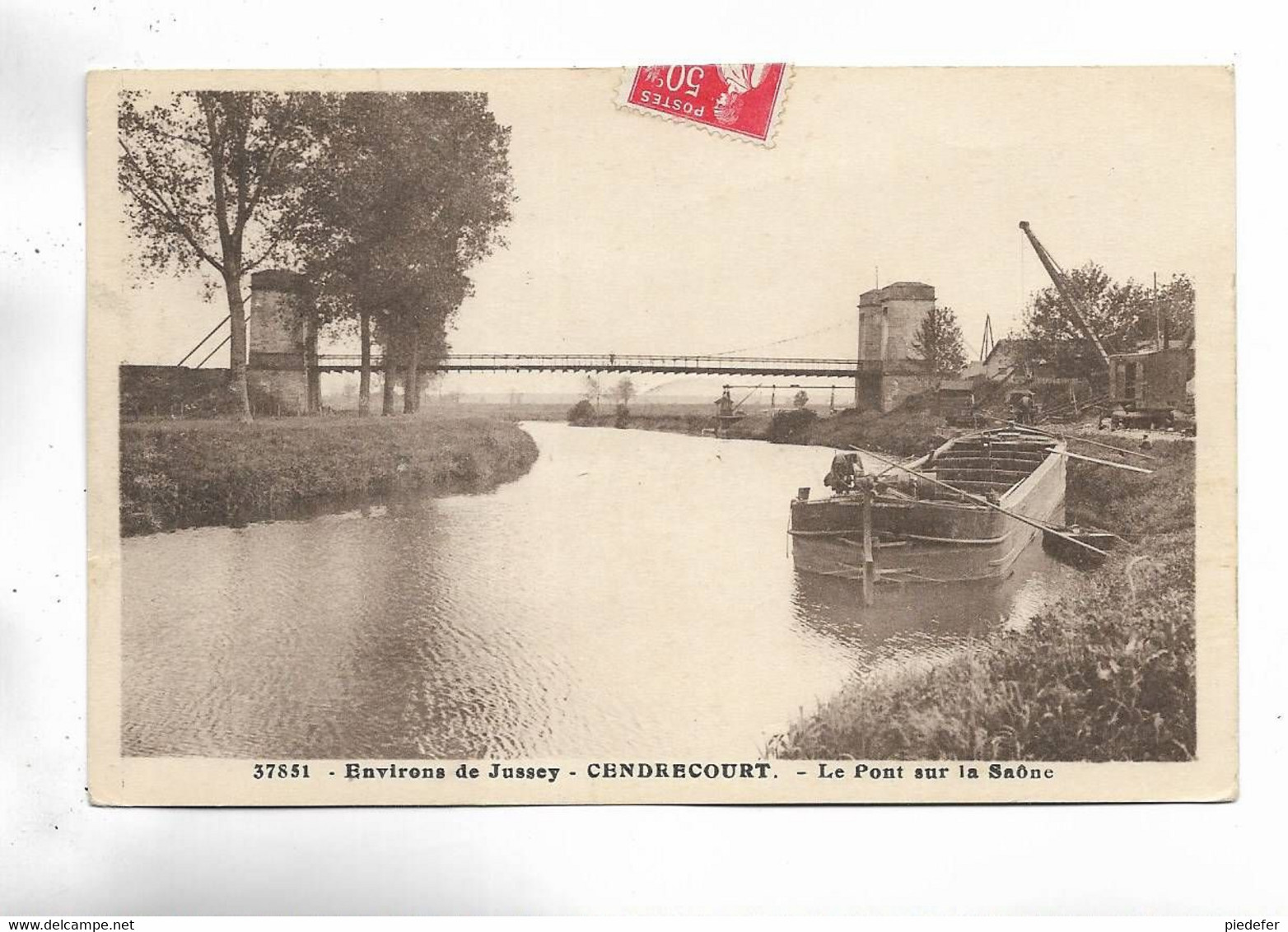 70 - Environs De Jussey - CENDRECOURT - Le Pont Sur La Saône - Péniche Amarrée à Quai - Other & Unclassified