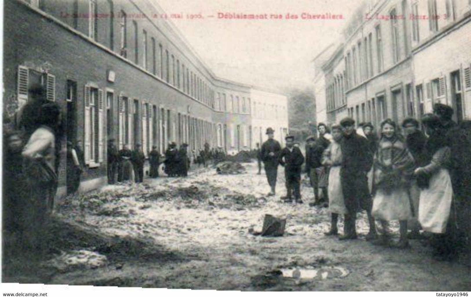 Le Cataclisme De Louvain Le 14 Mai 1906 Déblaiement Rue Des Chevaliers Bien Animée N'a Pas Voyagé - Leuven