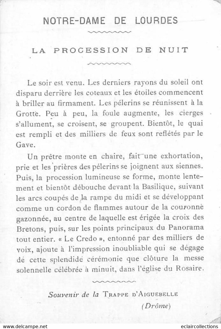 Image; 13 X 9.       Lourdes 65      La Procession De Nuit  . Aiguebelle     (voir Scan) - Autres & Non Classés