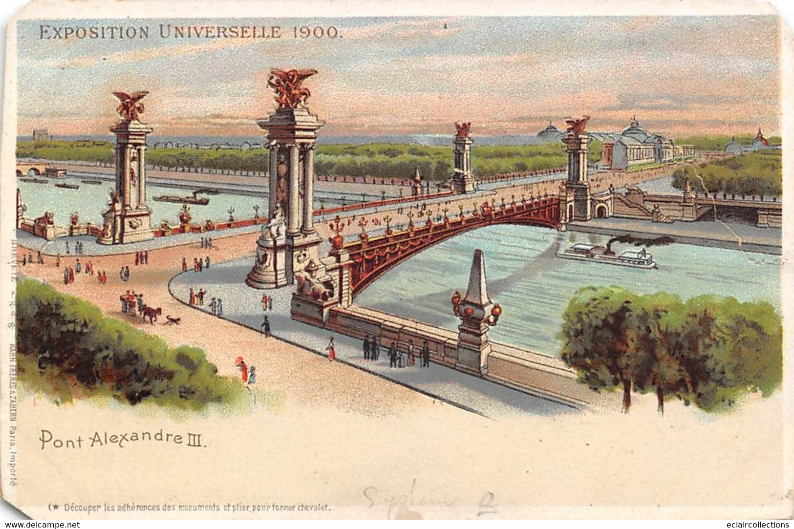 Thème. Carte A Système  Expo Universelle 1900. Découper Les Adhérences Pour Former Un Chevalet Pont Alexan (voir Scan) - Cartoline Con Meccanismi