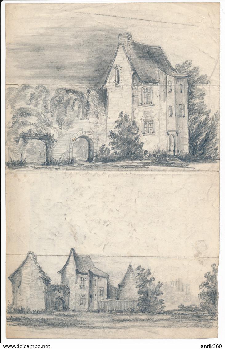 Dessin Original XIXe Coutures Maine Et Loire Près De Brissac Et Blaison - Dibujos