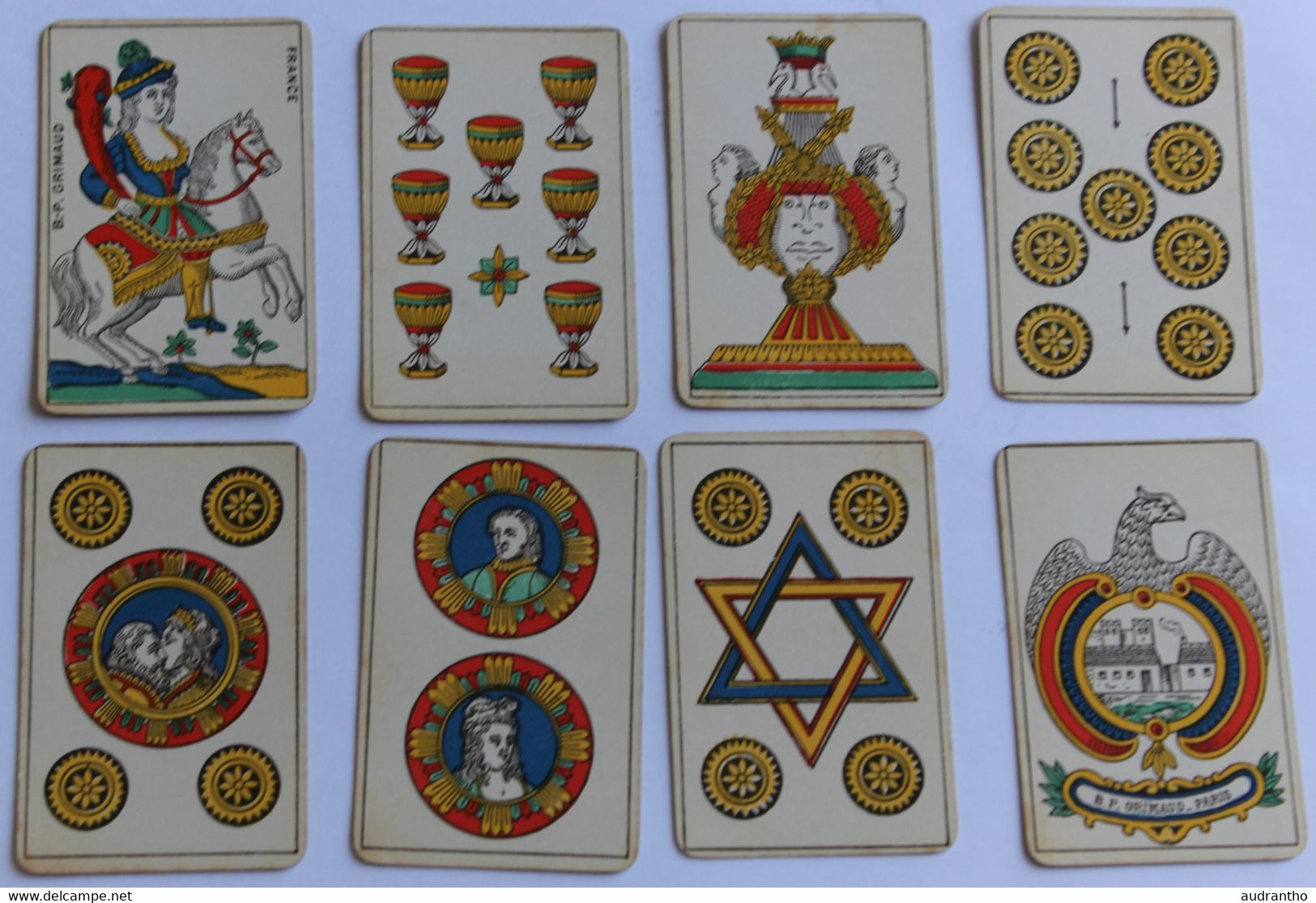 Jeu De 48 Cartes Aluette Cartomancie Voyance B. P. Grimaud Vache 54 Rue De Lancry Paris Années 40-50 - Godsdienst & Esoterisme