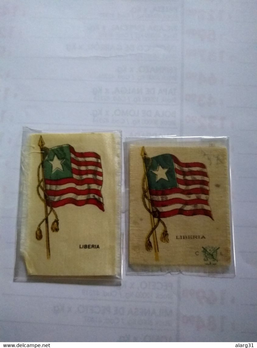 Liberia.uruguay.silk.seideseda Cigarette Cards Unbacked Flags.early 1900 Best Cond. No Postcards.two Diff Flag Card - Liberia