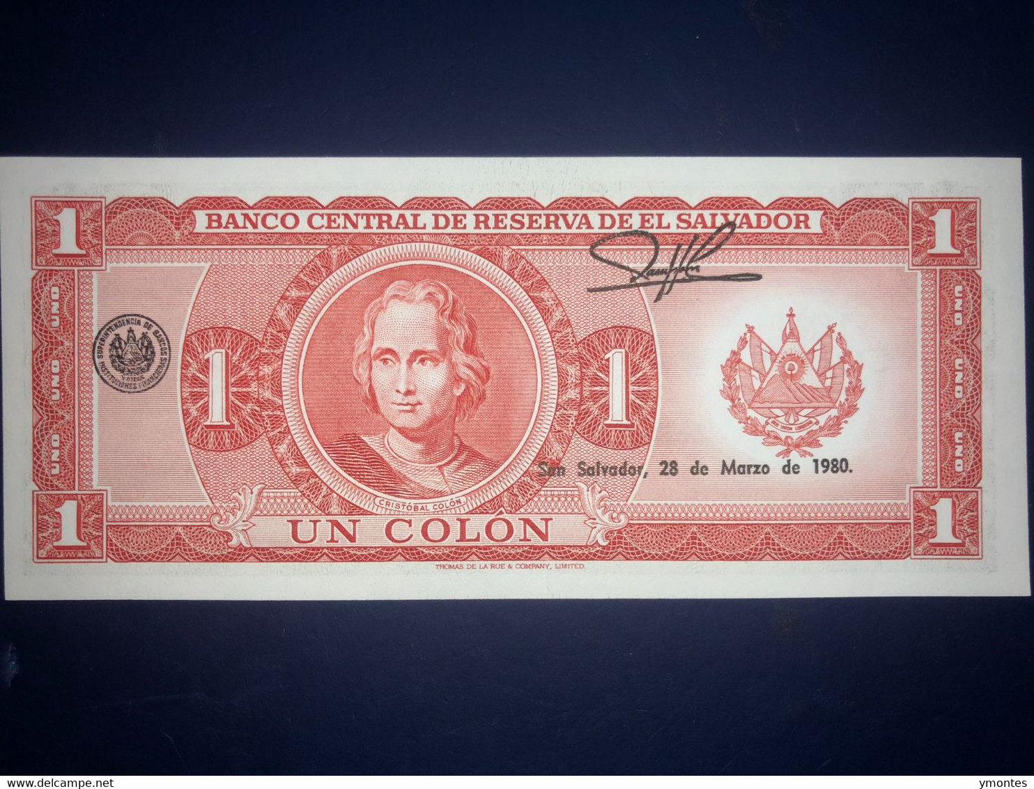 UNC El Salvador Banknote P125a ( 07/07/1977) 1 Colon - Salvador