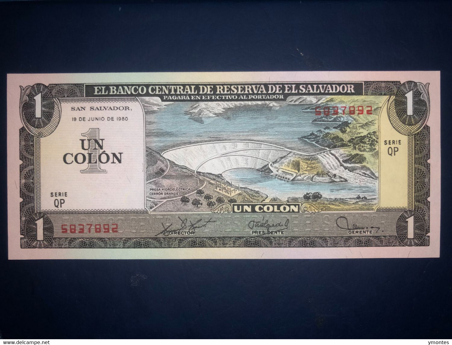 UNC El Salvador Banknote P125b ( 06/19/1980) 1 Colon - Salvador