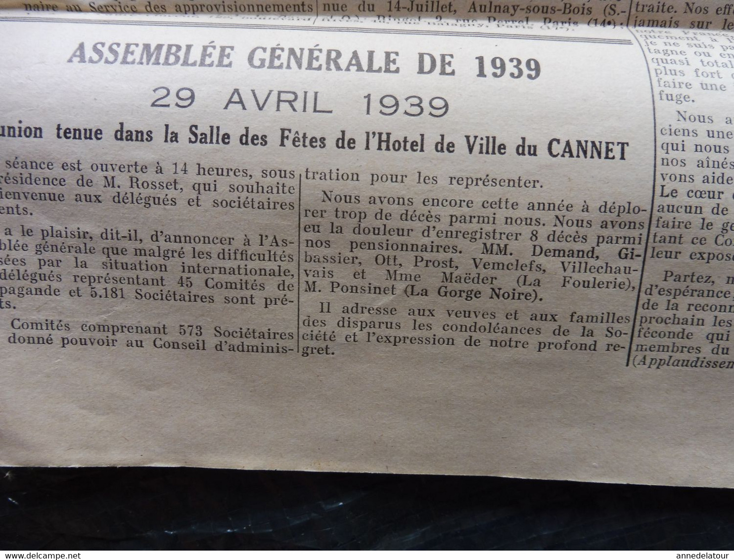 Juin 1939  LE REFUGE DES CHEMINOTS : - Informations Générales