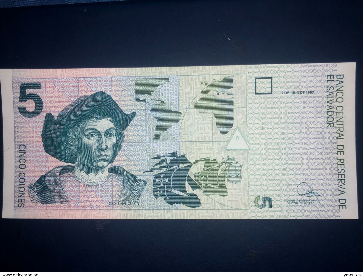 UNC El Salvador Banknote P147 ( 04/18/1997) 5 Colones - El Salvador