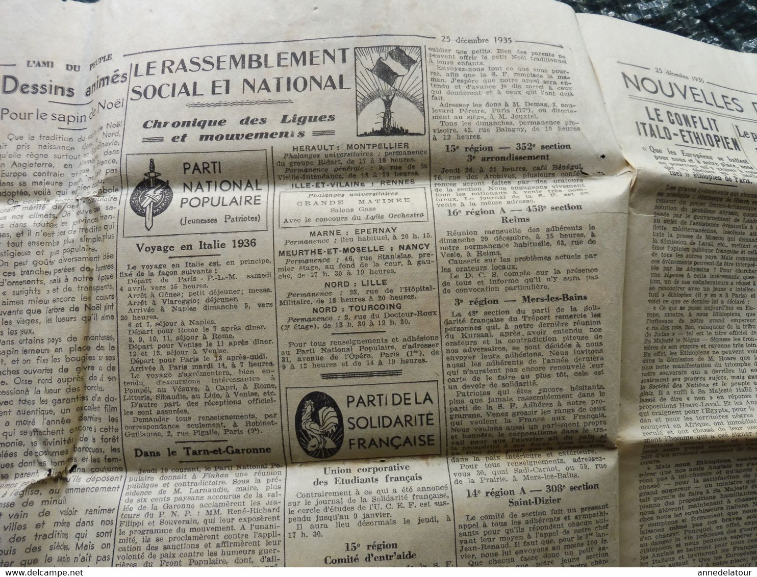 1935  L'arbre de Noël des enfants pauvres à BERLIN , organisé par Goebbels ; etc  ( journal L'AMI DU PEUPLE )