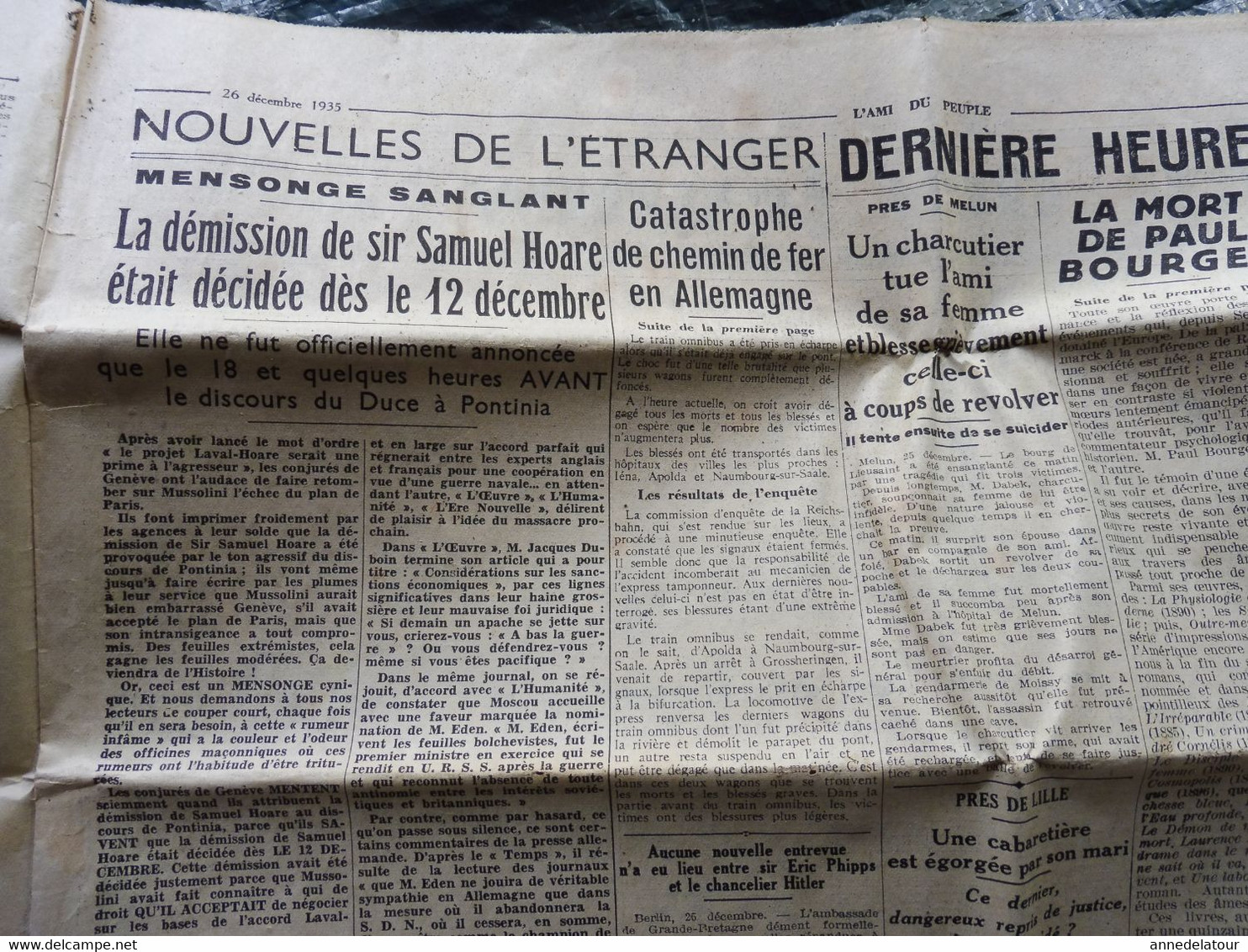 1935  Noël à BERLIN ; etc  ( journal L'AMI DU PEUPLE )