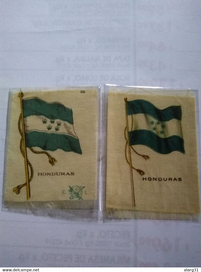 Honduras.uruguay.silk.seide Seda Cigarette Cards Unbacked Flags.early 1900 Best Cond.no Postcards 2 Flags . - Honduras