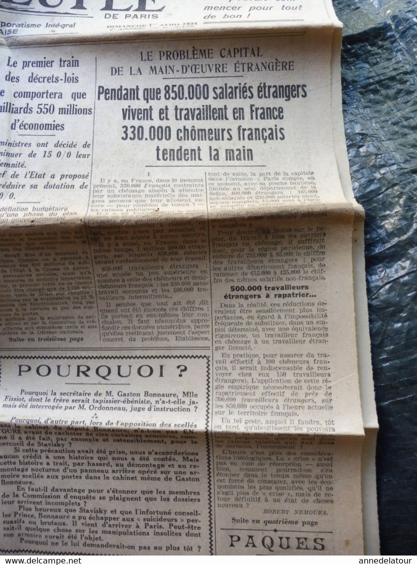 1934 Alors Que 850000 étrangers Travaillent En France 350000 Chômeurs Français Tendent La Main ; Etc ( L'AMI DU PEUPLE ) - Algemene Informatie