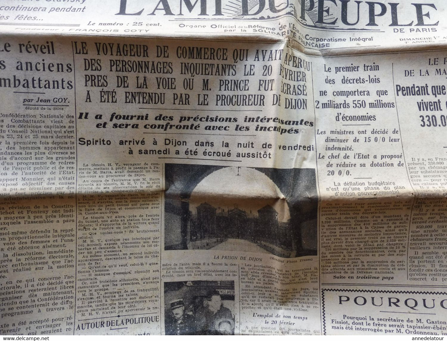 1934 Alors Que 850000 étrangers Travaillent En France 350000 Chômeurs Français Tendent La Main ; Etc ( L'AMI DU PEUPLE ) - Algemene Informatie