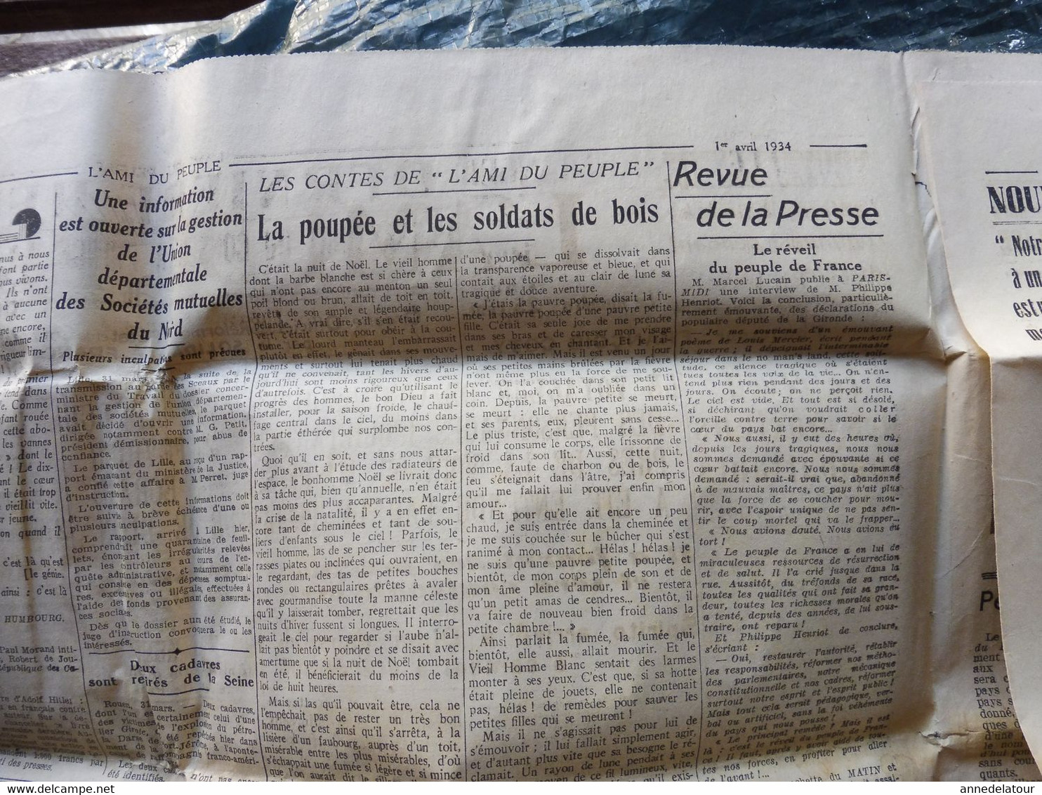 1934 Alors que 850000 étrangers travaillent en France 350000 chômeurs français tendent la main ; etc ( L'AMI DU PEUPLE )