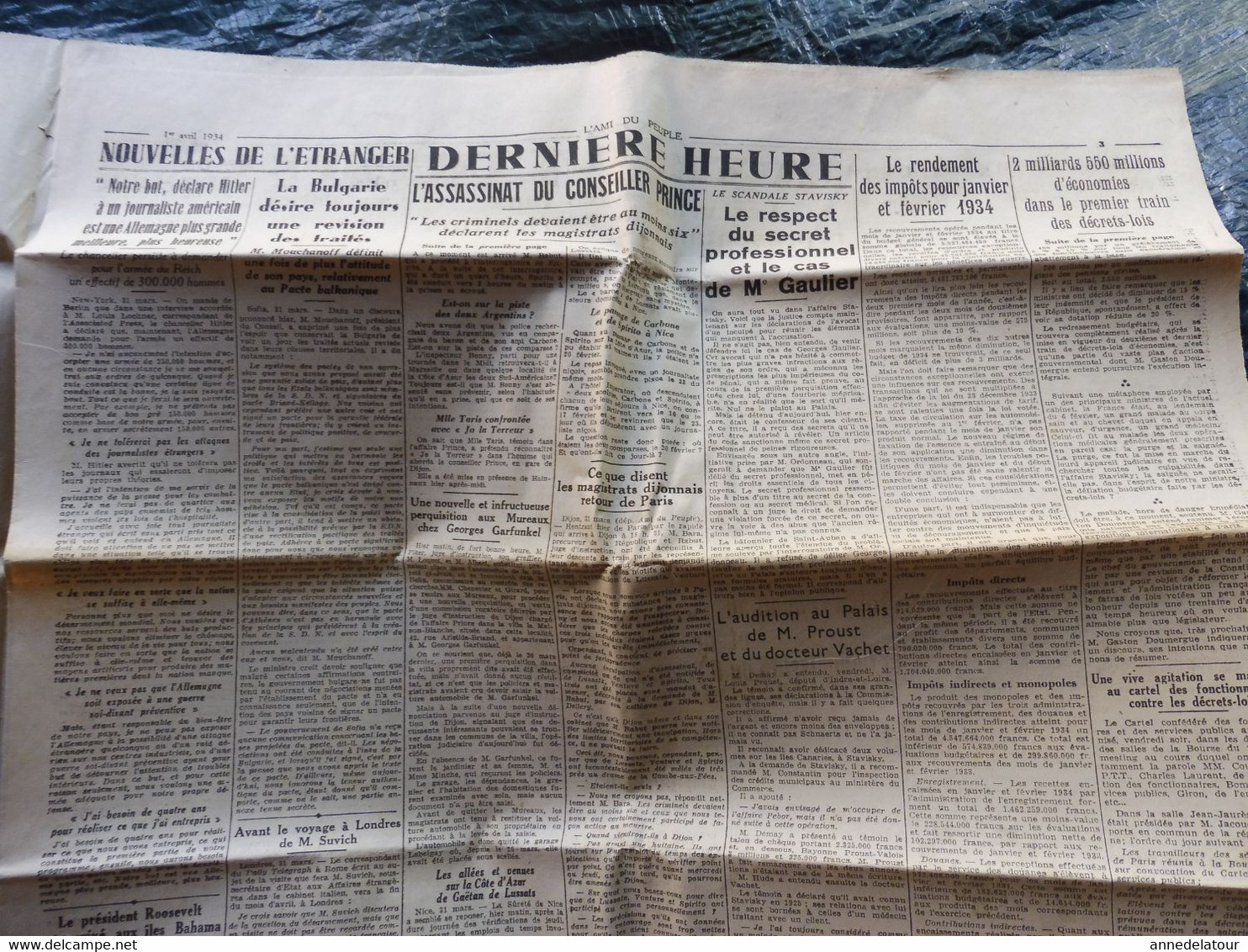 1934 Alors que 850000 étrangers travaillent en France 350000 chômeurs français tendent la main ; etc ( L'AMI DU PEUPLE )