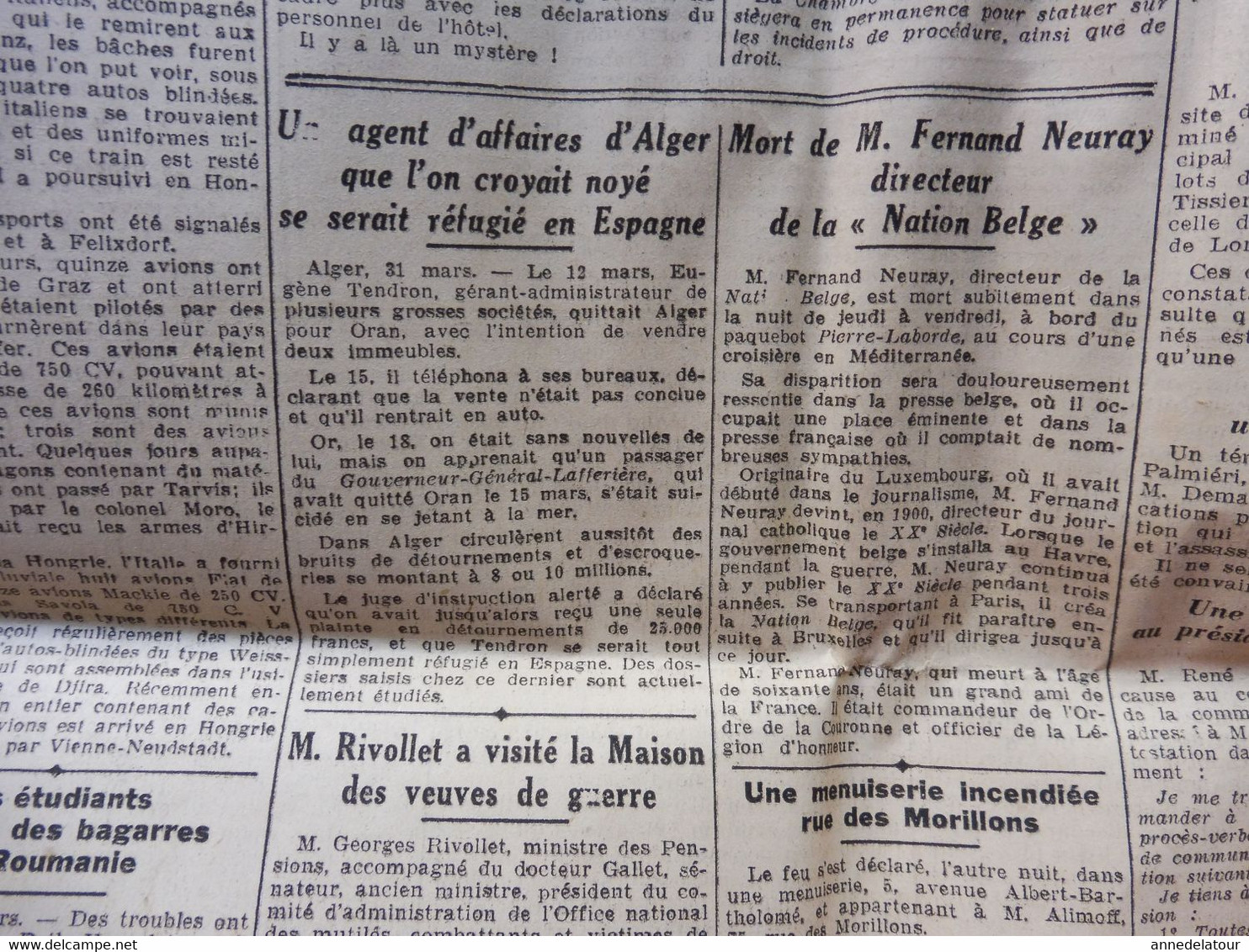 1934 Alors que 850000 étrangers travaillent en France 350000 chômeurs français tendent la main ; etc ( L'AMI DU PEUPLE )