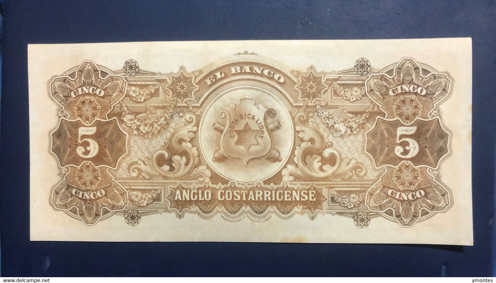 UNC Costa Rica Banknote 5 Colon PS122r ( 01/01/1917) - Costa Rica