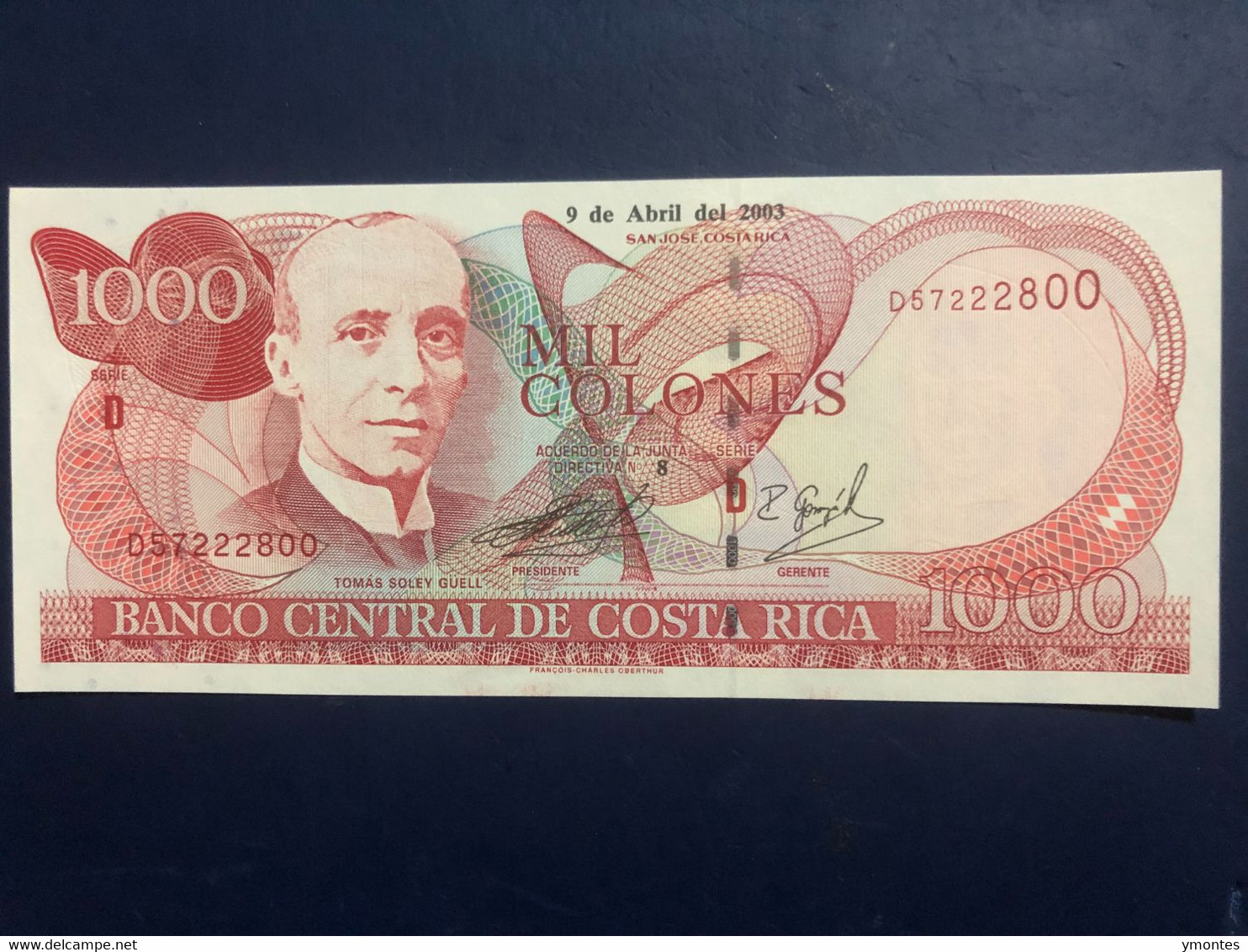 UNC Costa Rica Banknote 1000 Colones P264d ( 04/09/2003) - Costa Rica