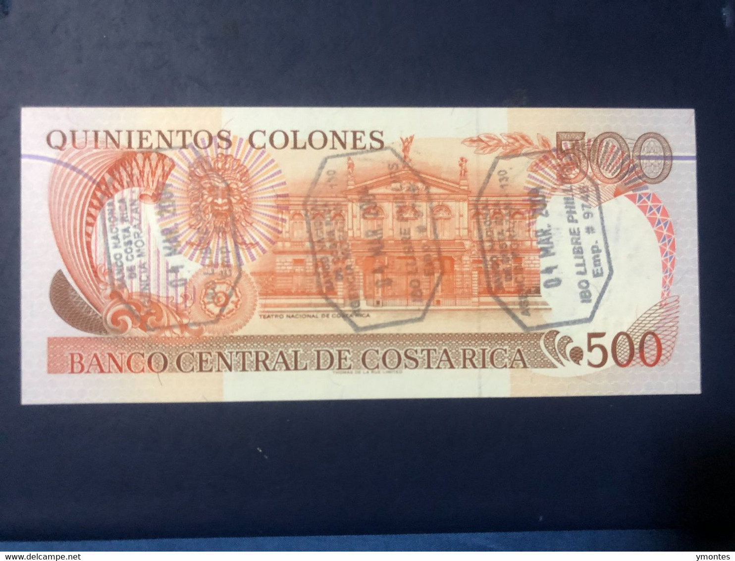 OVERPRINTED UNC Costa Rica Banknote 500 Colones P262 ( 07/06/1994) - Costa Rica