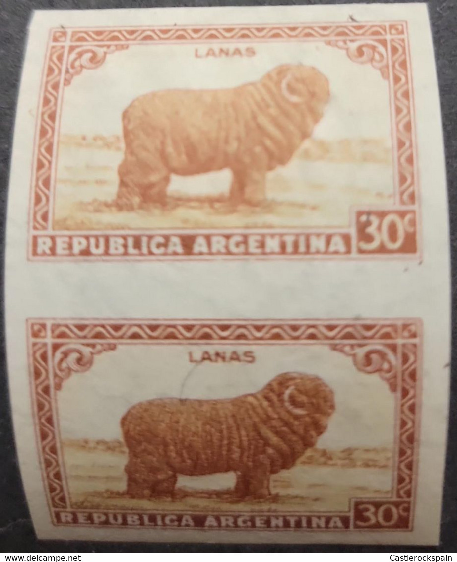 O) 1936 ARGENTINA, IMPERFORATE, MERINO SHEEP, WOOL, SCT 142 30c Brown, MNH - Unused Stamps