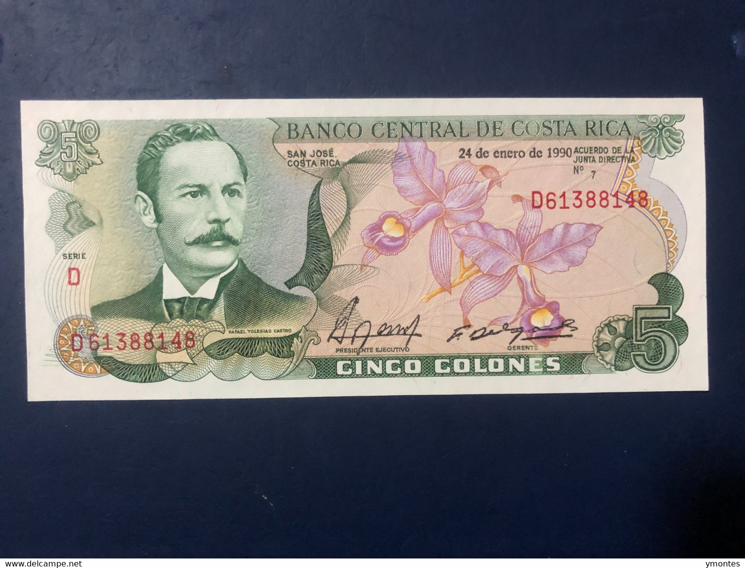 UNC Costa Rica Banknote 5 Colones P236d ( 01/24/1990) - Costa Rica