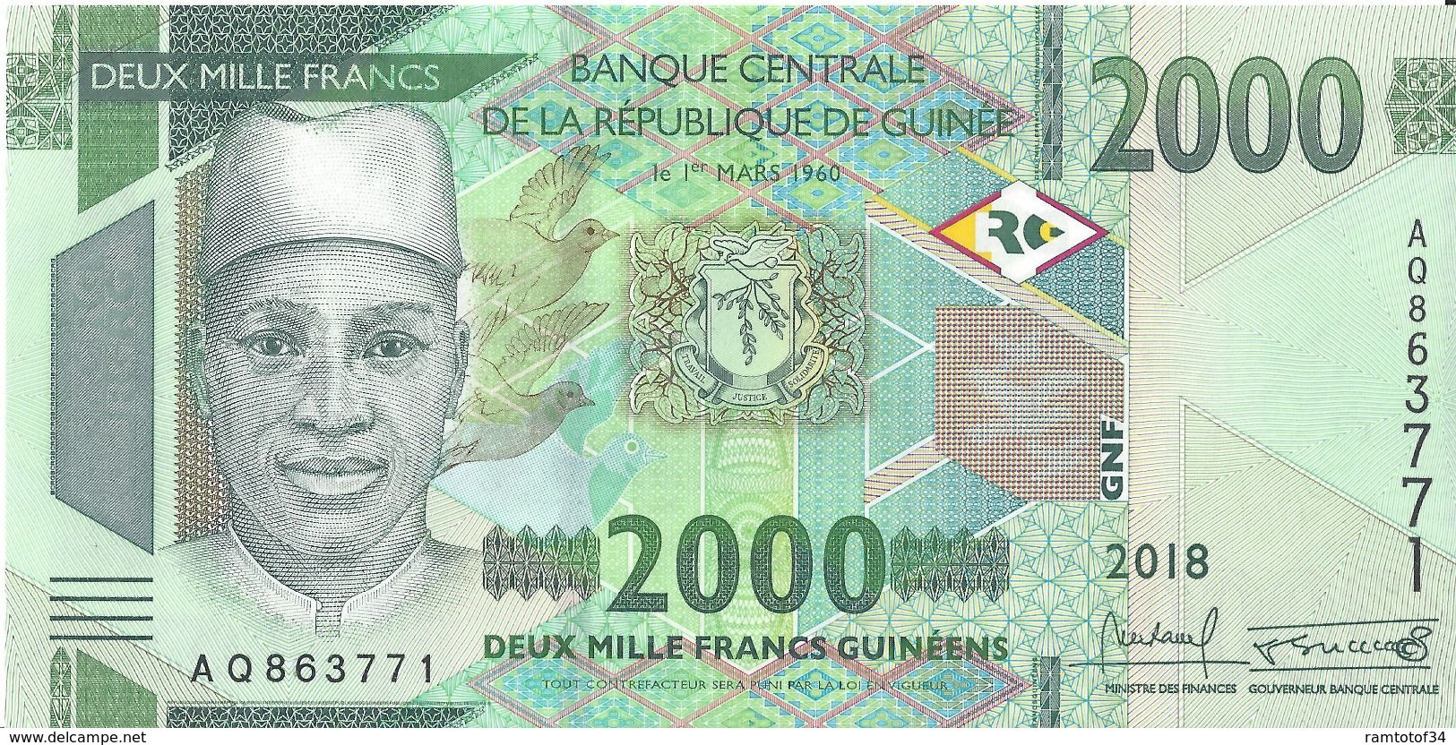 GUINEE - 2000 Francs Guinéens - 2018-2019 - UNC - Guinea
