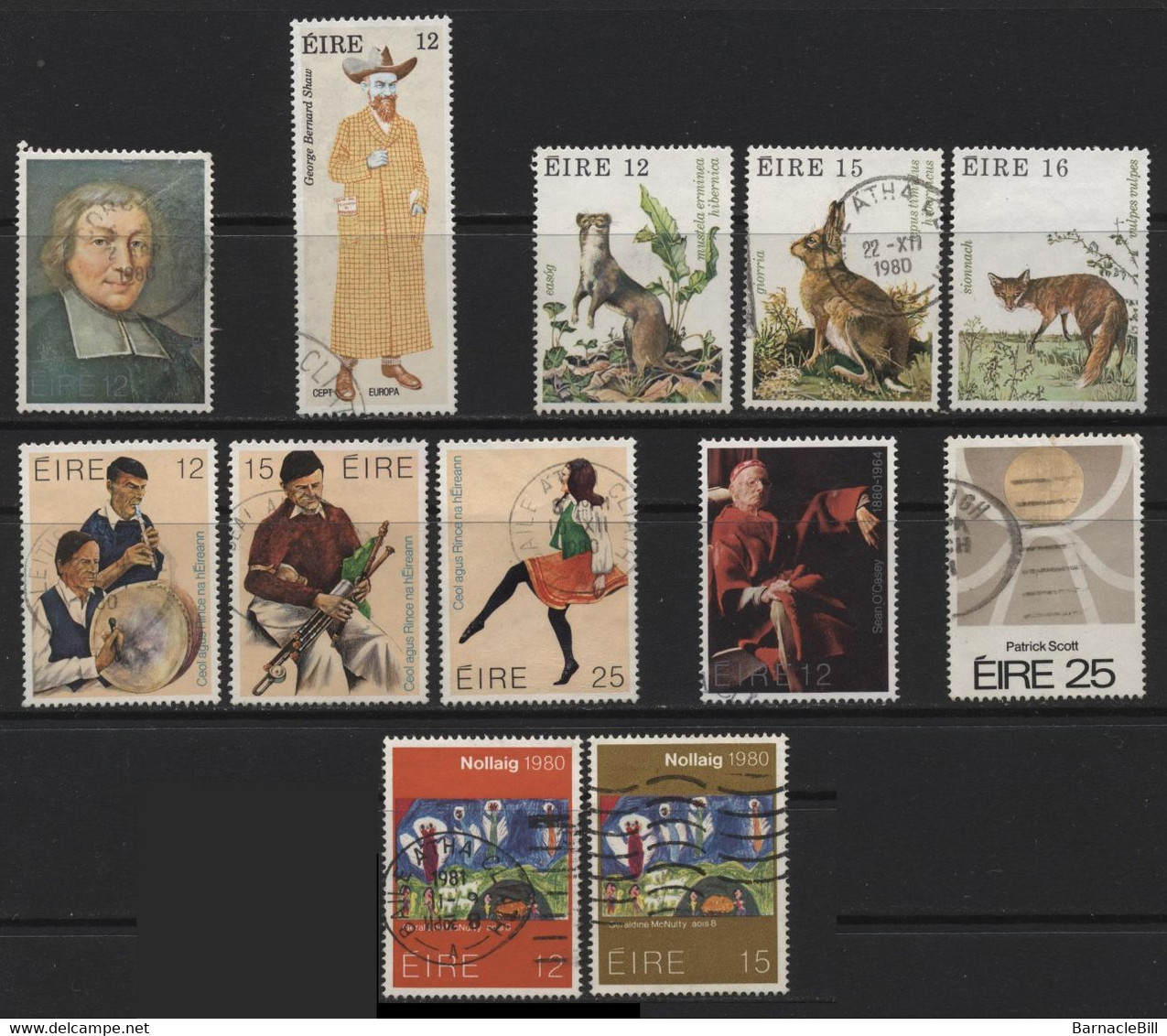 Ireland (12) 1980 Commemoratives. 12 Different Stamps.Mint & Used. Hinged. - Sonstige & Ohne Zuordnung