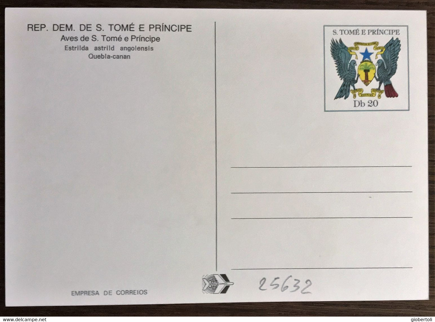 Sao Tomé E Principe: Intero, Stationery, Entier, Estrilda Astrild Angolensis - Spatzen