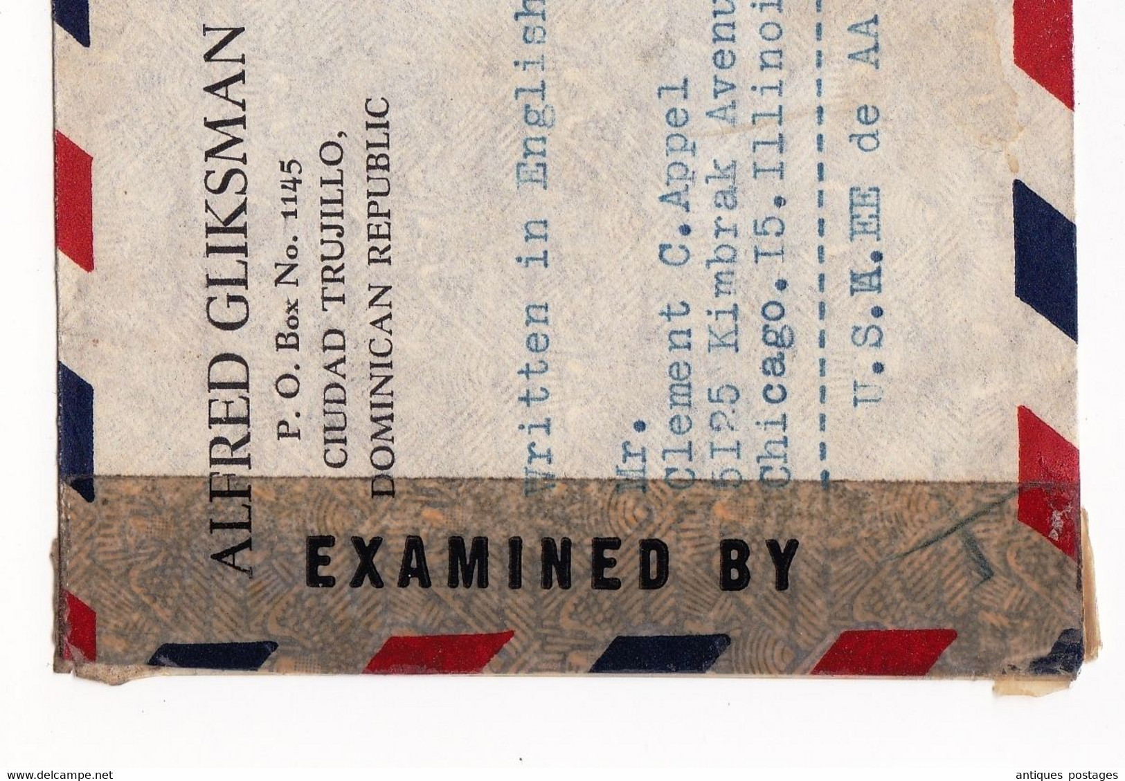 Dominican Republic Republique Dominicaine Alfred Kliksman Ciudad Trujillo Chicago USA Illinois Censure Censor - Dominicaine (République)