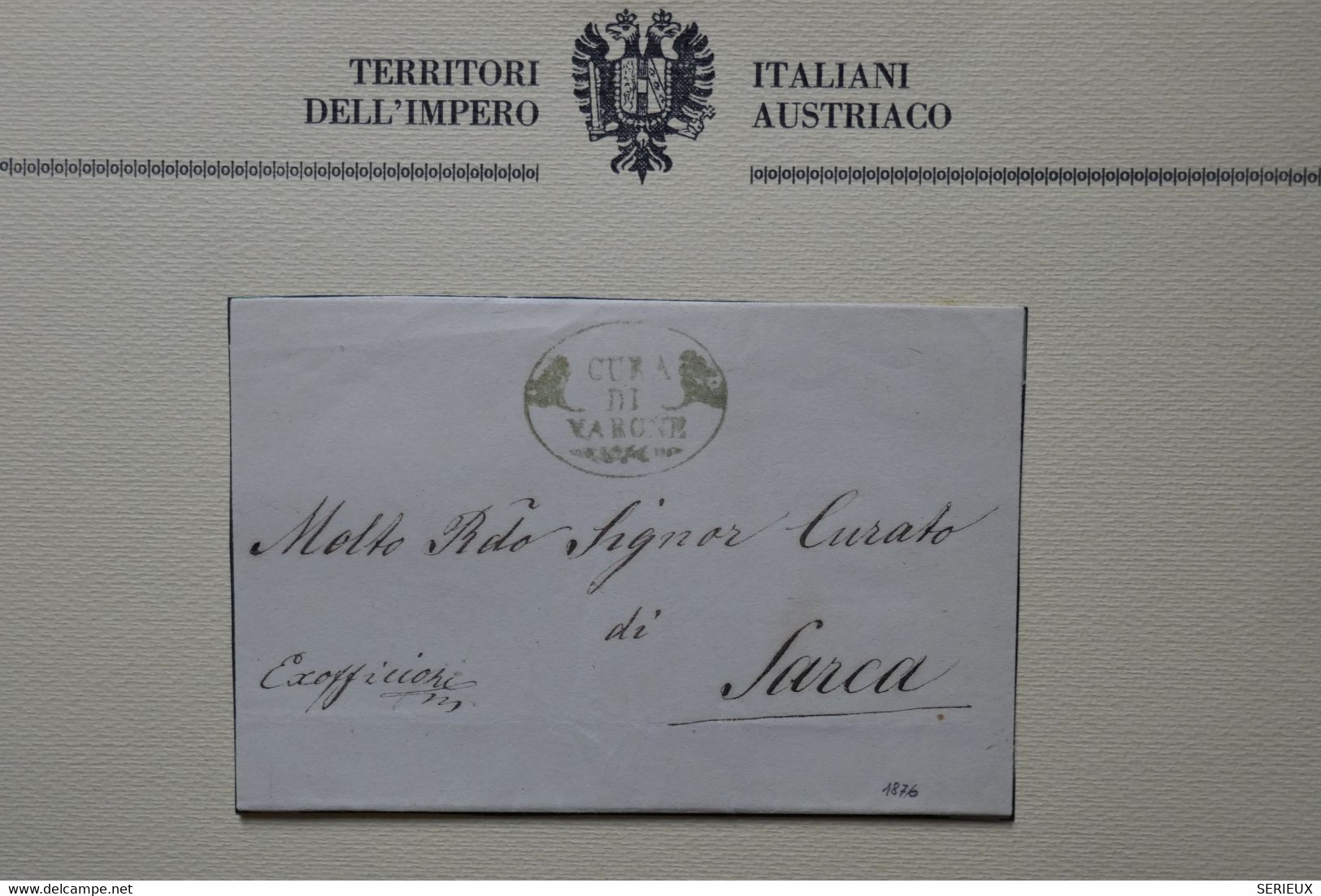 X12 ITALIE BELLE LETTRE RARE COURRIER OFFICIEL Q LUXE   1876 TRENTINO POUR SARCA  + AFFRANCHISSEMENT PLAISANT - Storia Postale