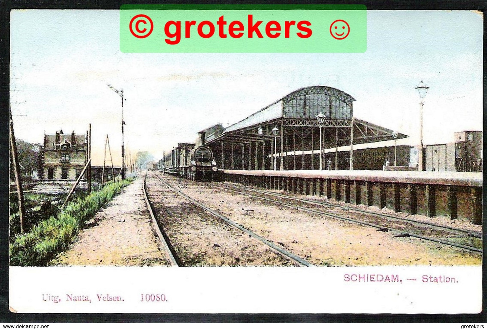 SCHIEDAM Station Met Klaarstaande Trein Ca 1910 - Schiedam