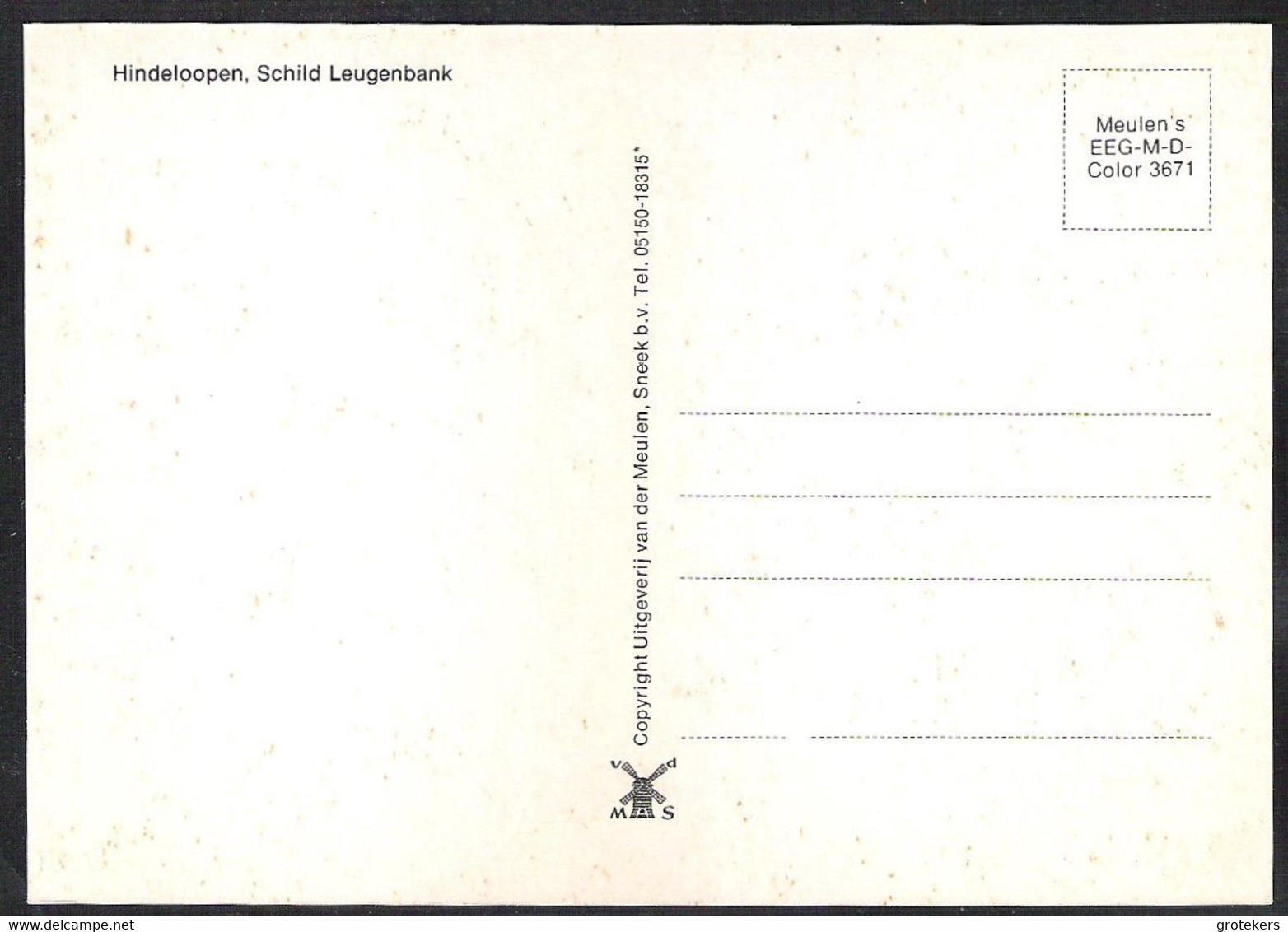 HINDELOOPEN Schild Leugenbank Ca 1980 - Hindeloopen
