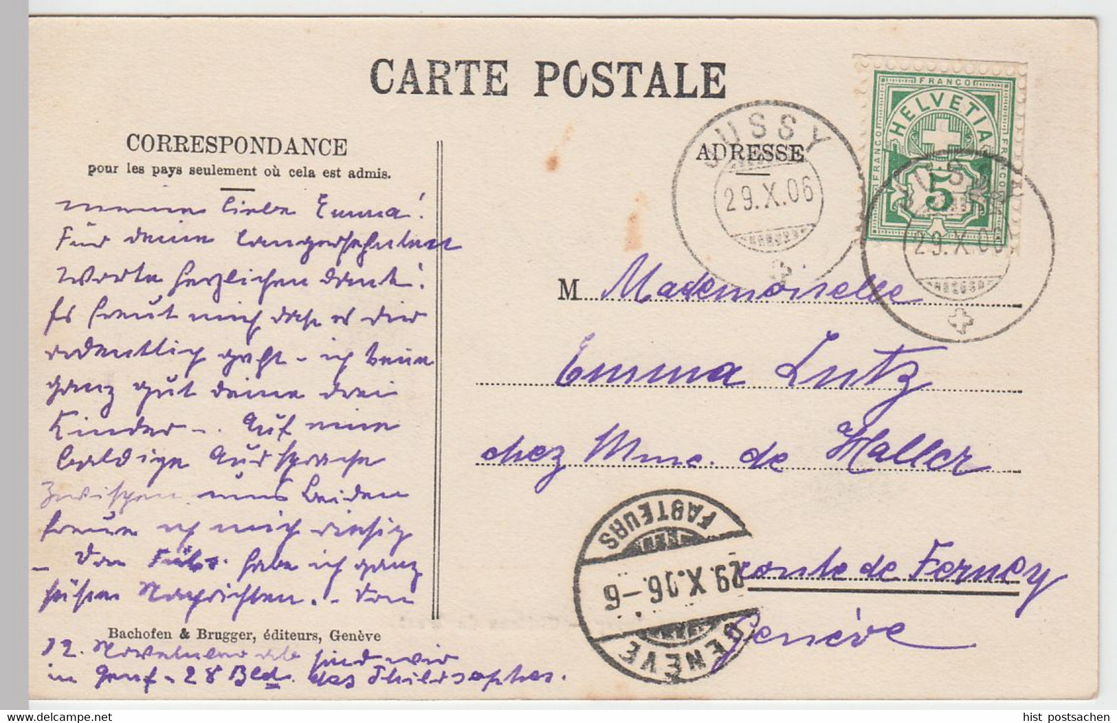 (51689) AK Jussy GE, Chateau Du Crest, 1906 - Jussy