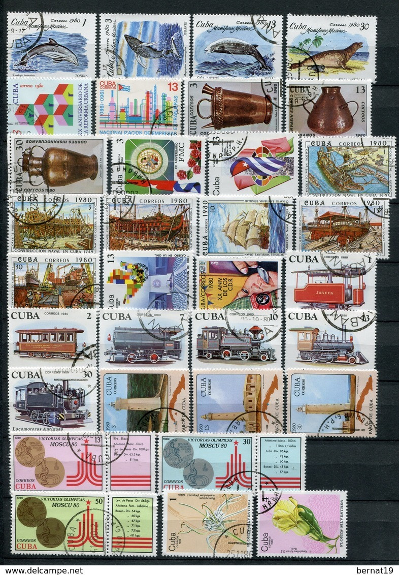 Cuba 1980 Completo Sin Hojas Bloque Usado. - Volledig Jaar