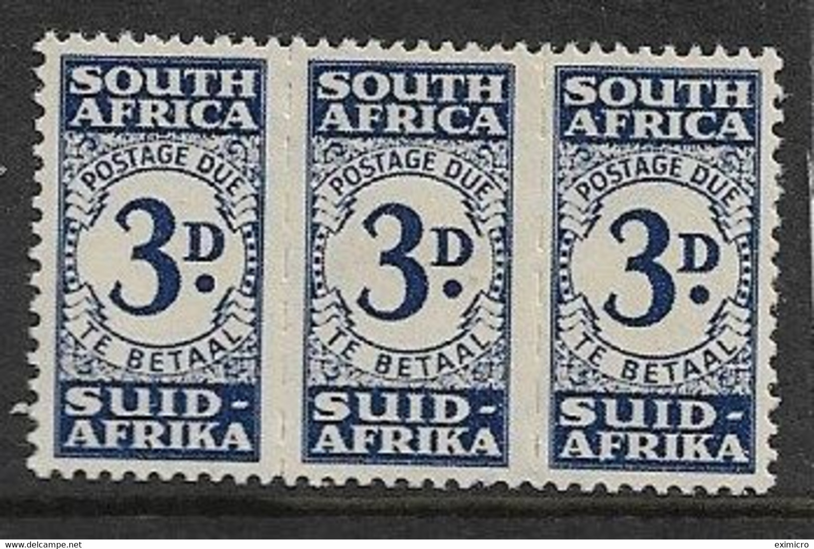 SOUTH AFRICA 1943 - 1944 3d POSTAGE DUE SG D33 MOUNTED MINT TOP VALUE OF THE SET Cat £75 - Postage Due