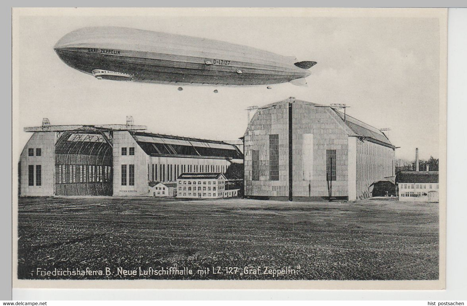 (77755) AK Friedrichshafen, Neue Luftschiffhalle, LZ 127 Graf Zeppelin, V. 1945 - Airships