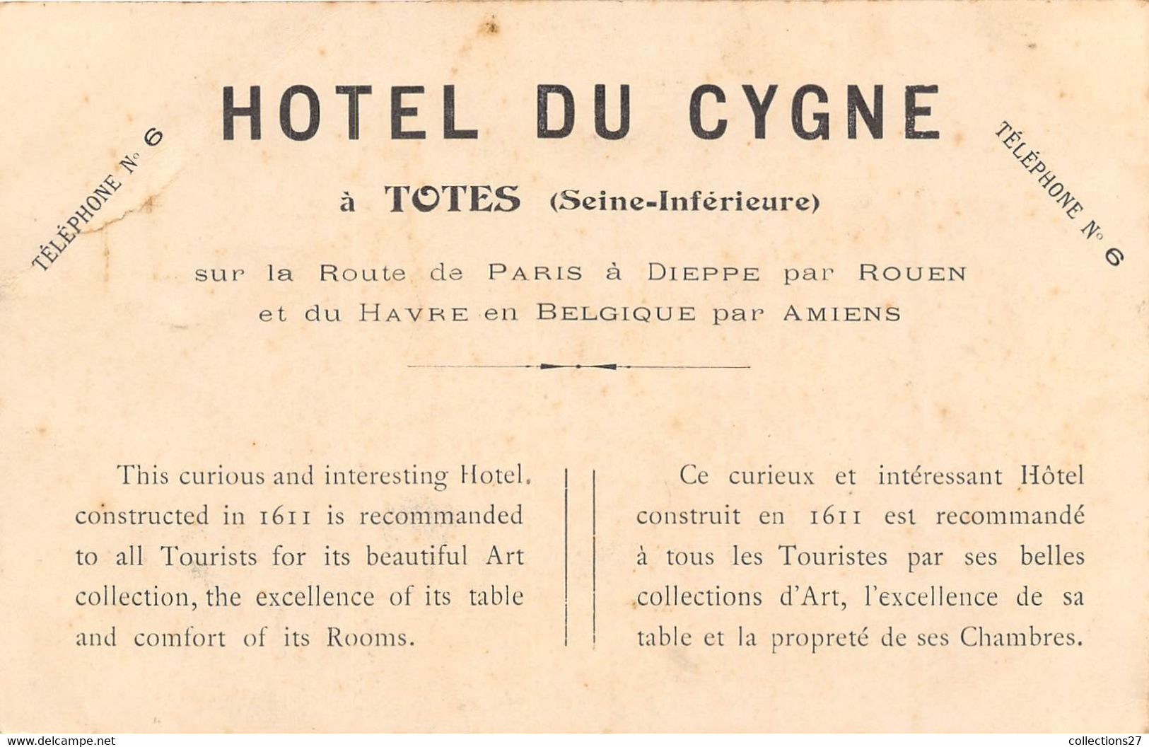 76-TOTES- HÔTEL D CYGNE - Totes