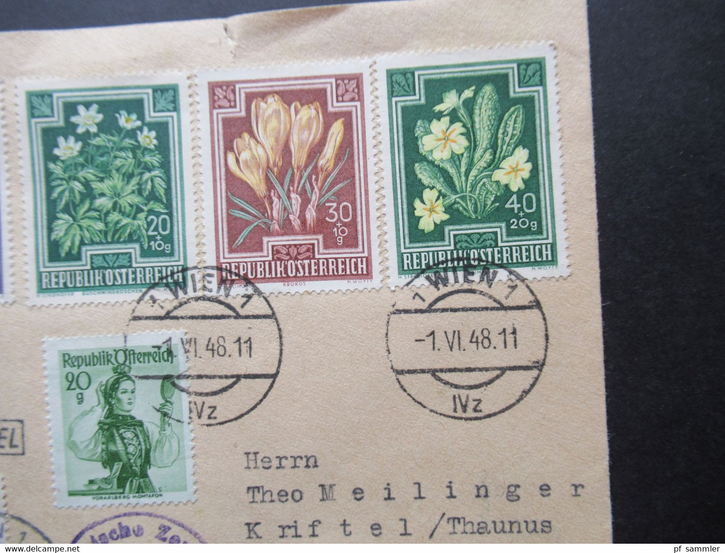 Österreich 1.6.1948 Zensurstempel Zenszurstelle 588 Trachten Nr. 897 Mit Stempel Vom Ersttag MiF Mit Anti Tuberkulose - Covers & Documents