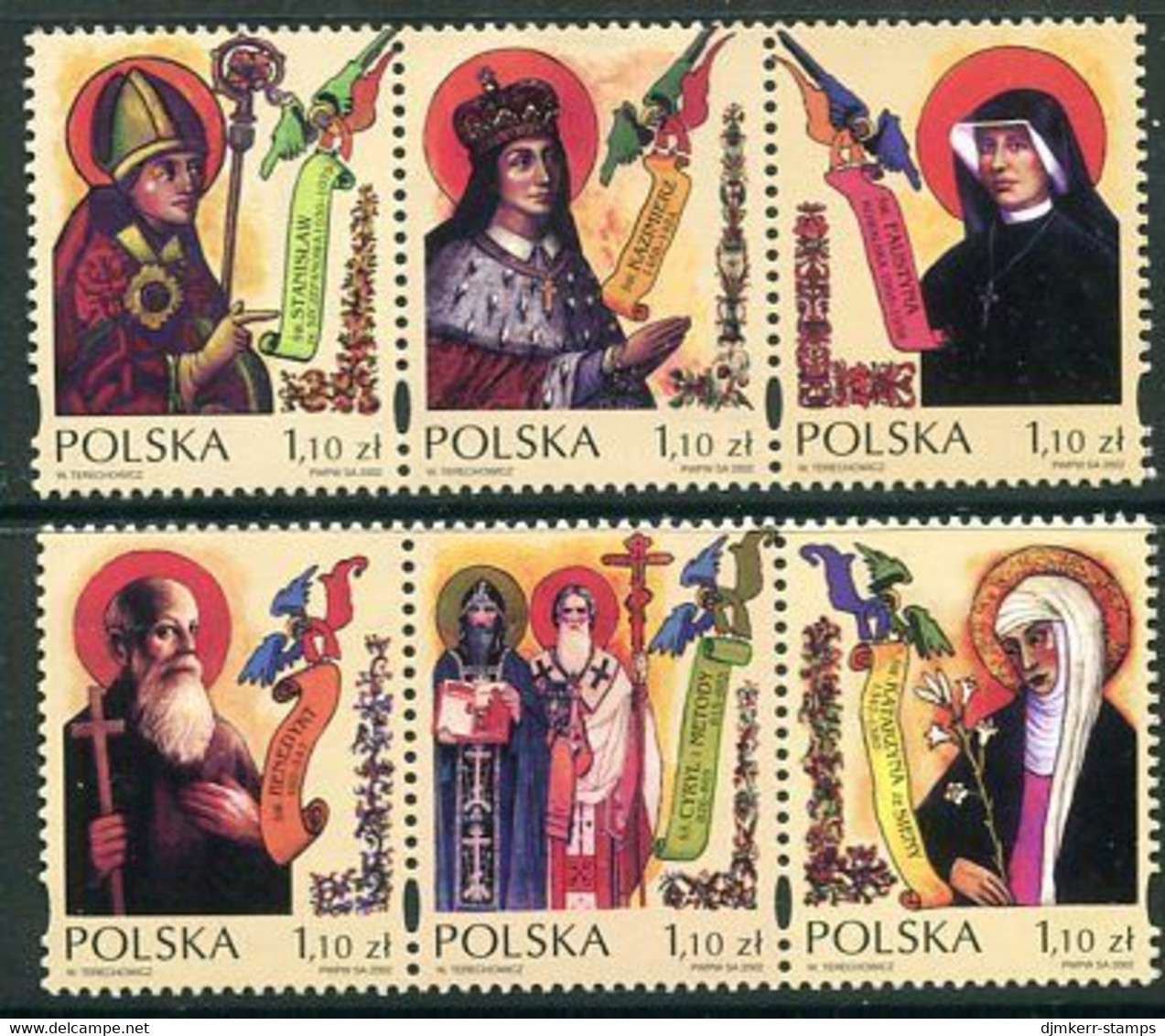 POLAND 2002 European Saints Singles Ex Block  MNH / **.  Michel 4007-12 - Ongebruikt