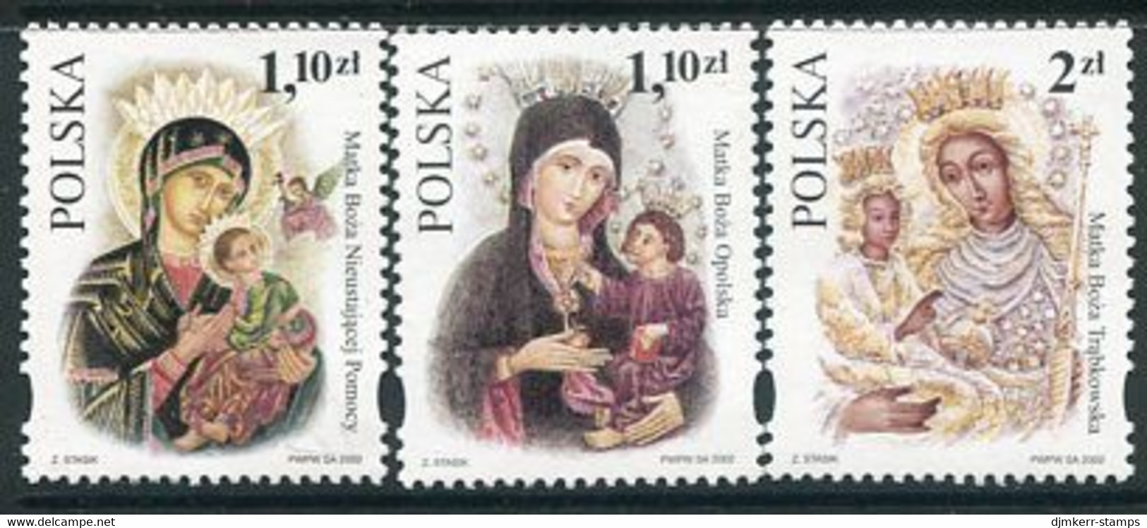 POLAND 2002 Sanctuaries Of St. Mary XII MNH / **.  Michel 3987-89 - Unused Stamps
