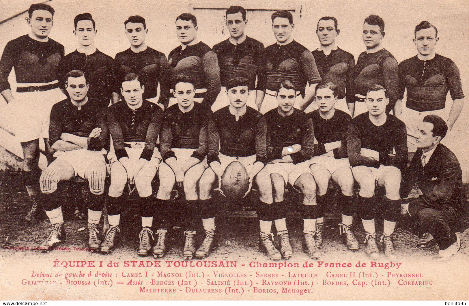 CPA De L'équipe 1ère De Rugby Du STADE-TOULOUSAIN En 1928. - Rugby