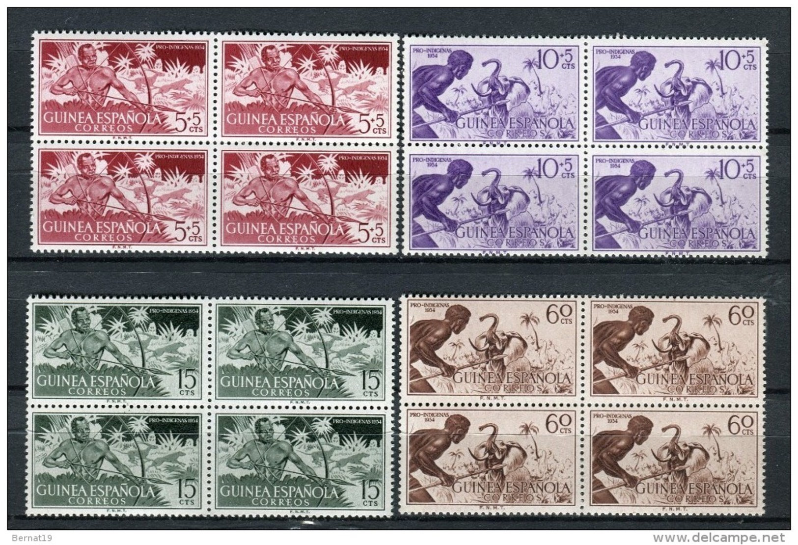 Guinea Española 1954. Edifil 334-37 X 4 ** MNH. - Guinea Española