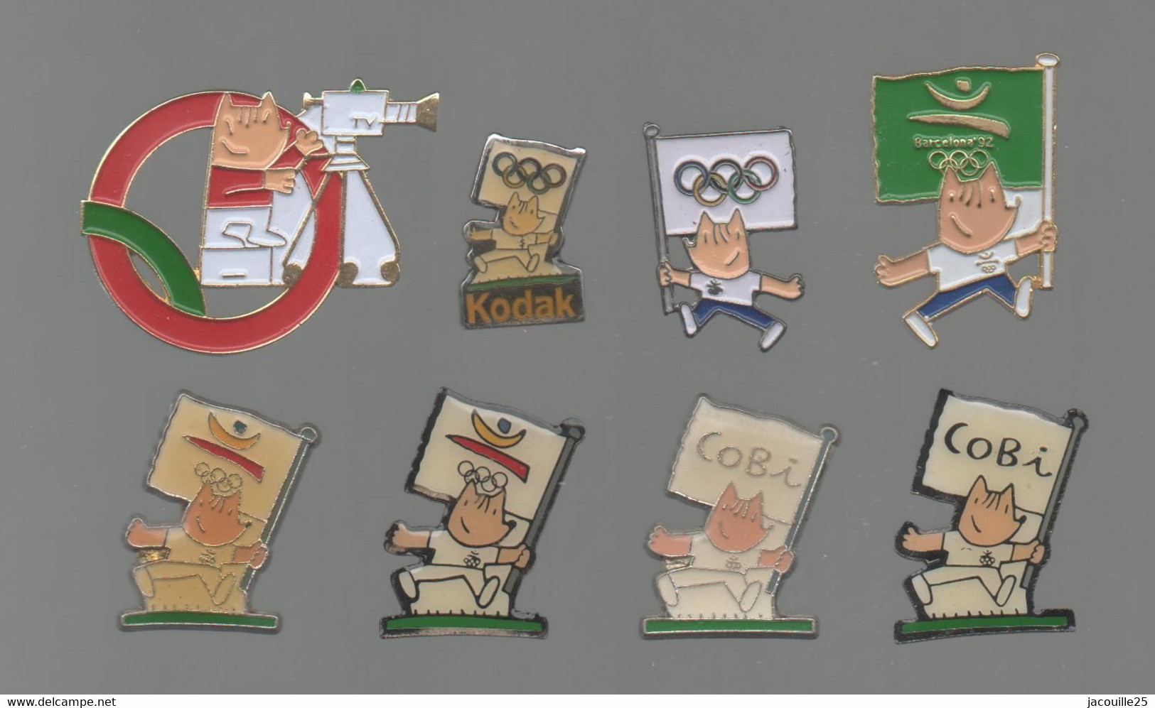 PINS PIN'S 992 JO BARCELONA 92 JEUX OLYMPIQUES BARCELONE DRAPEAU KODAK COBI TV   LOT 8 PINS - Natation