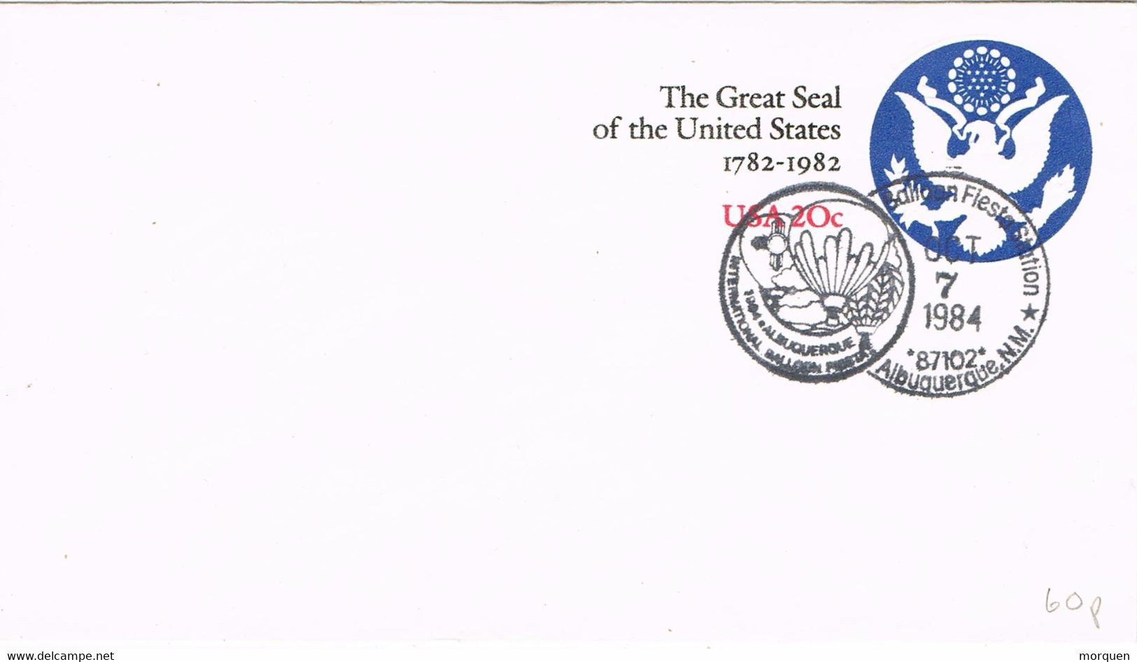 41184. Entero Postal  ALBUQUERQUE (N. Nex) 1984. Ballon, Globus. The Grat Seal - 1981-00