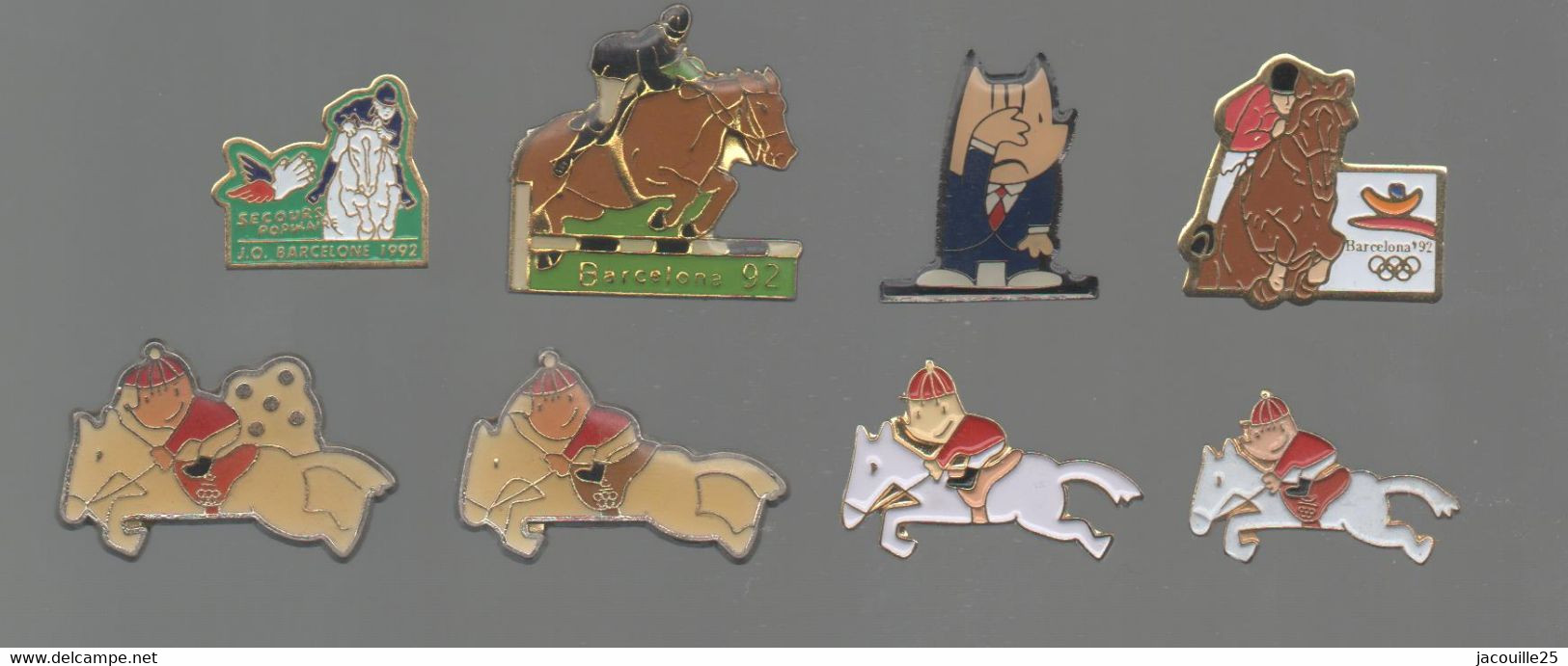 PINS PIN'S 994 JO BARCELONA 92 JEUX OLYMPIQUES BARCELONE CHEVAL EQUITATION  SECOURS POPULAIRE   LOT 8 PINS - Natation