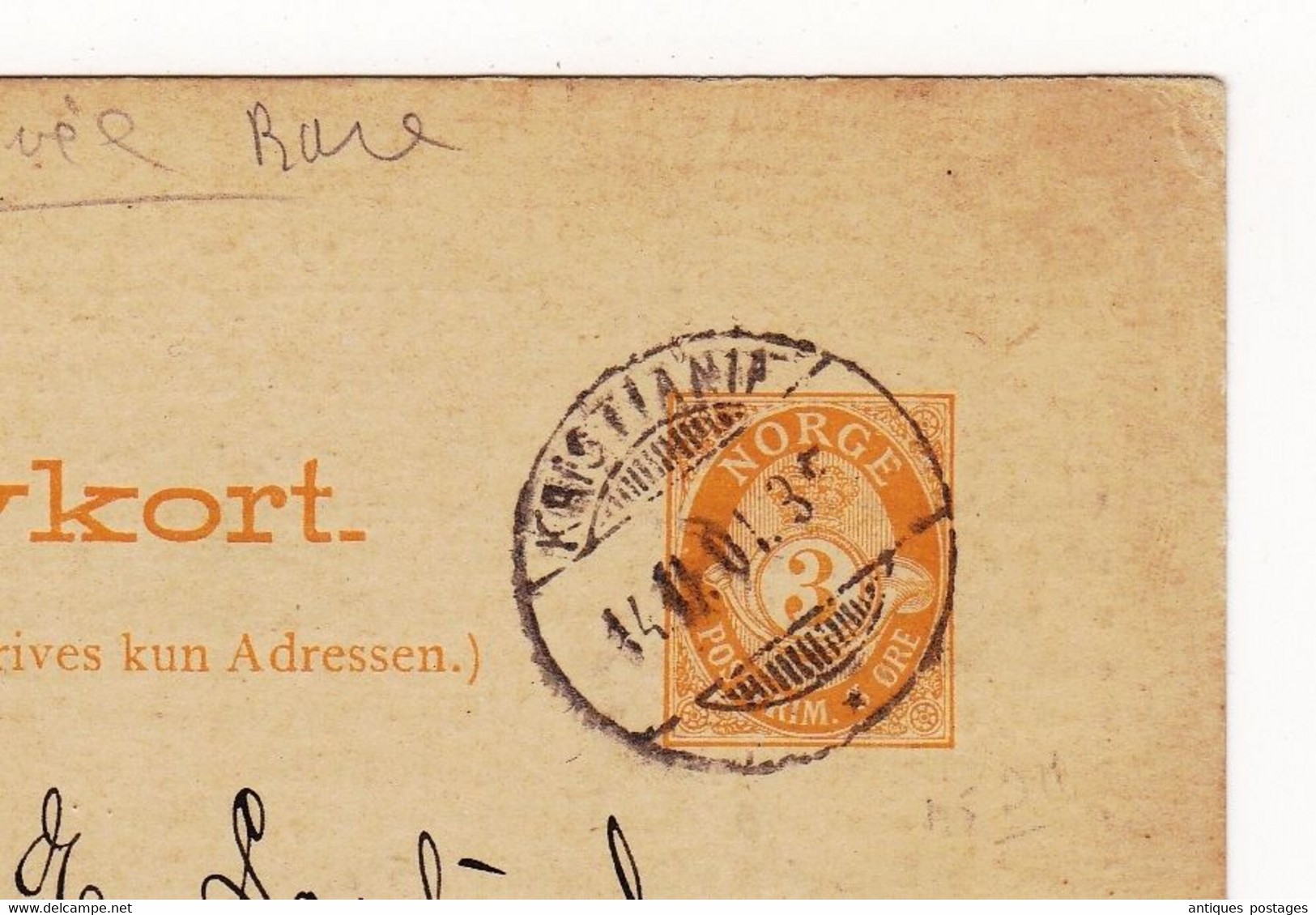 Entier Postal Brevkort Norge Carte Circulaire Privée Kristiania Oslo 1901 Securitas Forsikrings Aktieselskab Berlin - Ganzsachen