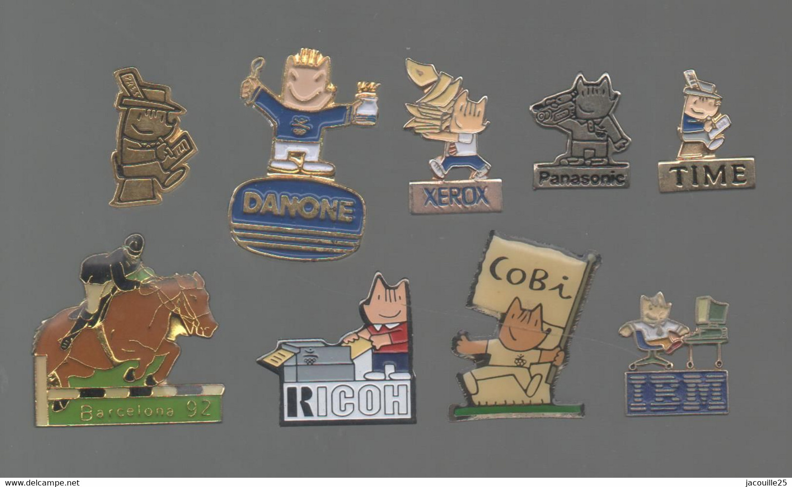 PINS PIN'S 999 JO BARCELONA 92 JEUX OLYMPIQUES BARCELONE XEROX IBM EQUITATION DANONE PANASONIC TIME RICOH  LOT 8 PINS - Natation