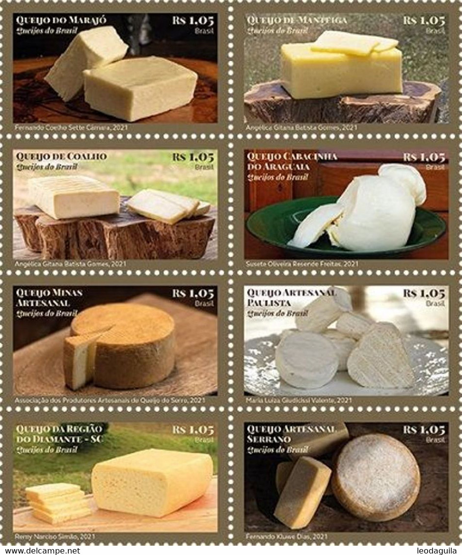 BRAZIL 2021  - BRAZILIAN CHEESE -  CUISINE - FORMAGGIO - TYPI  - BLK 8 V - Nuovi