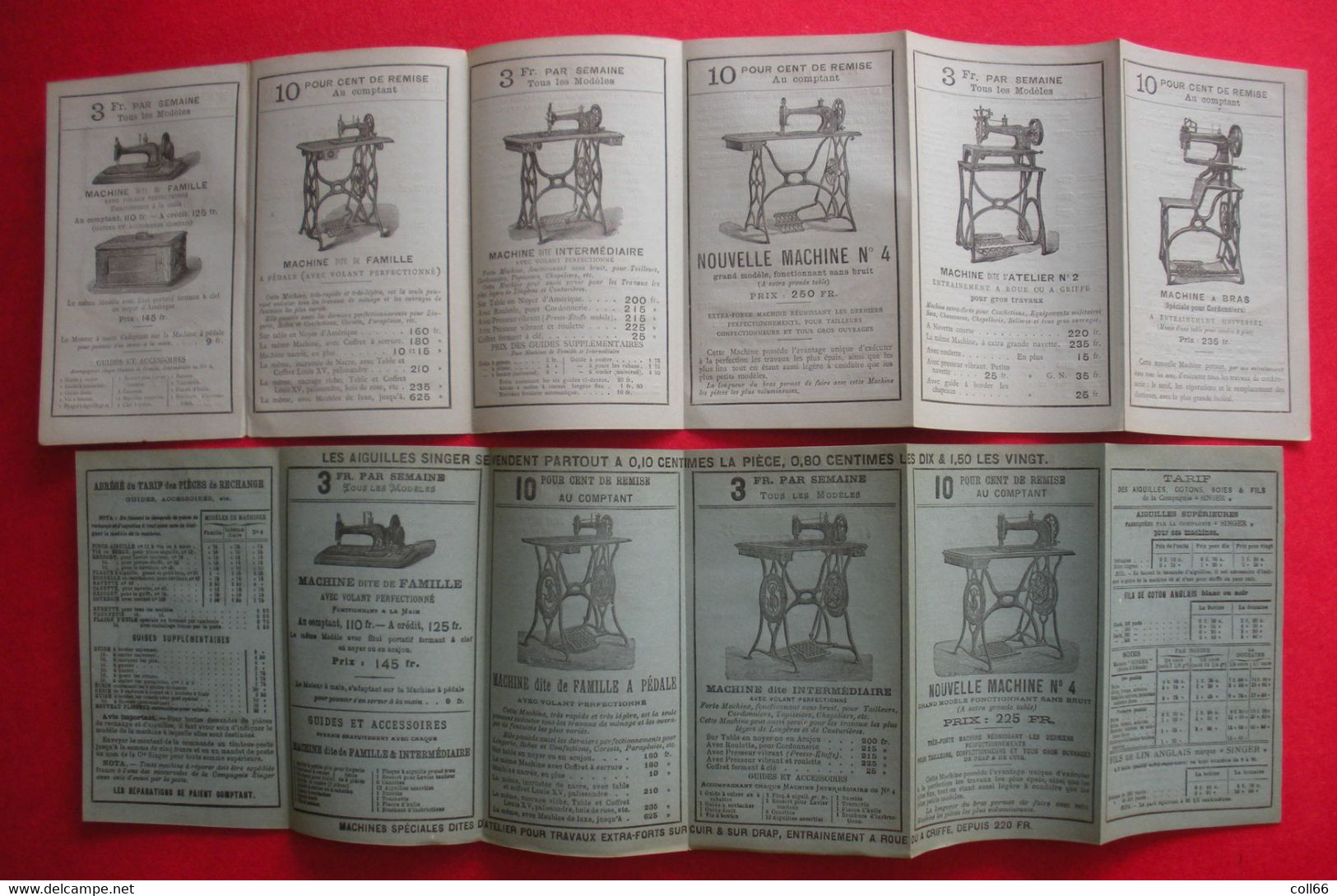 1877-1882 Lot 4 Publicités Machine à Coudre Singer  Illustrés Exposition Universelle Paris 1878 Nähmaschine Tarifs - 1800 – 1899