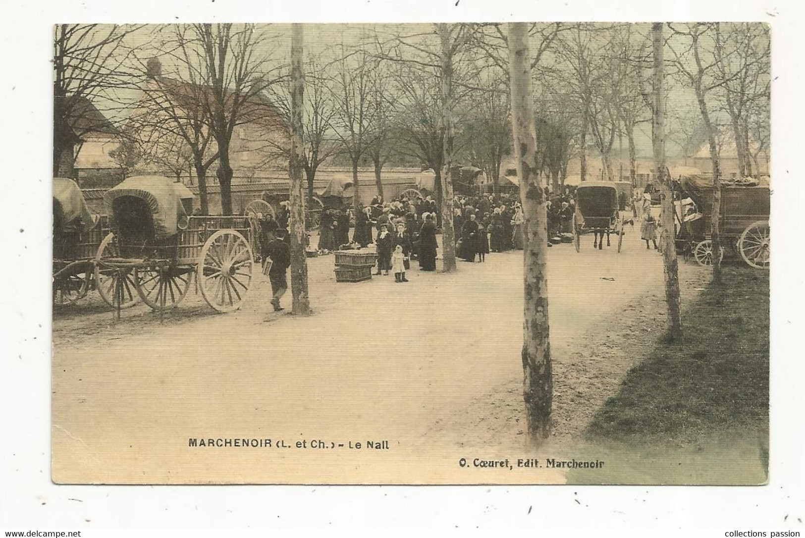 Cp , 41 , MARCHENOIR , Le MAIL , Commerce ,le Marché ,ed. O. Coeuret , Voyagée 1908 - Marchenoir